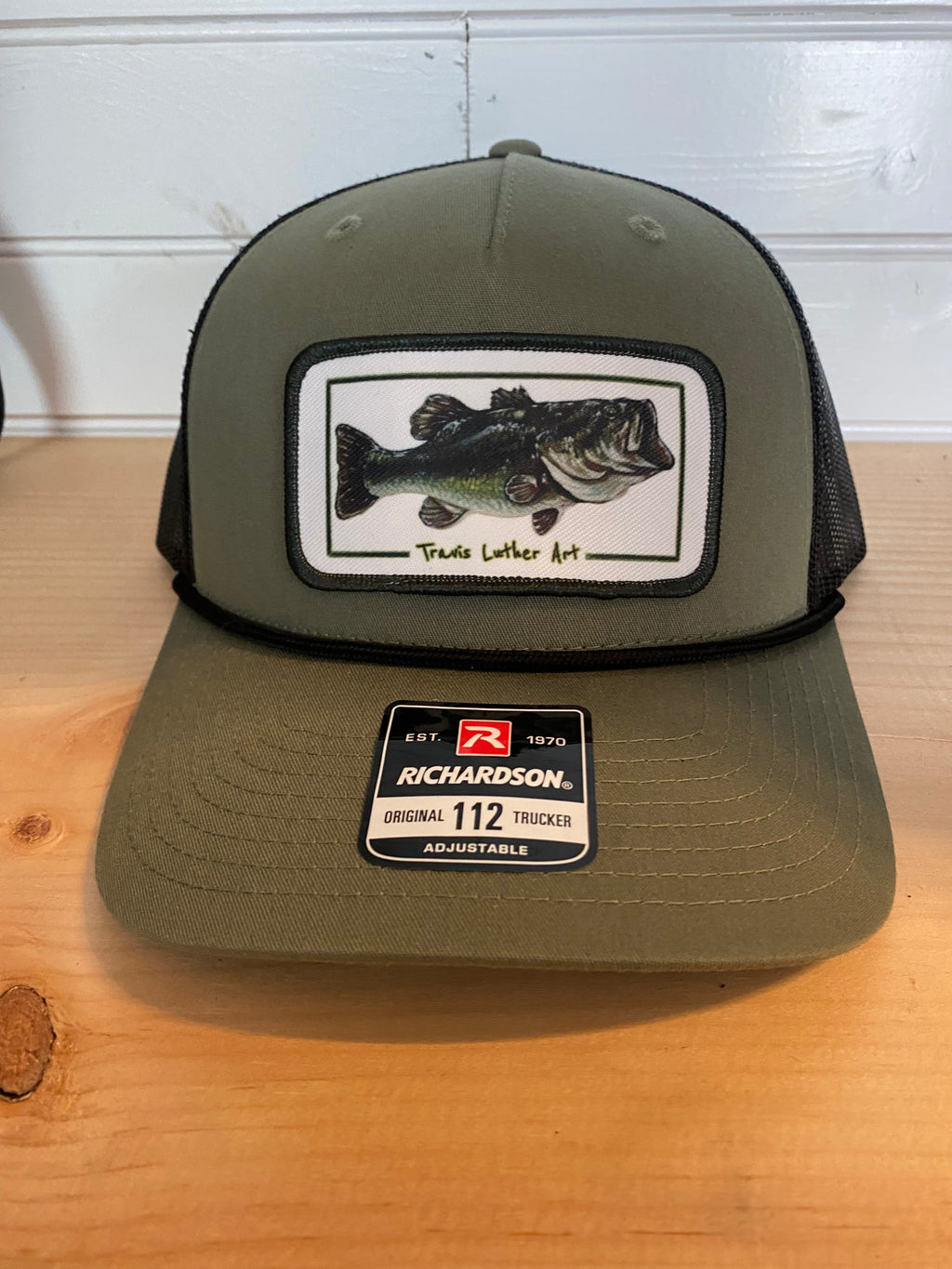 Bass Patch Hat - Olive/Black Snapback Trucker