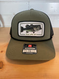 Bass Patch Hat - Olive/Black Snapback Trucker
