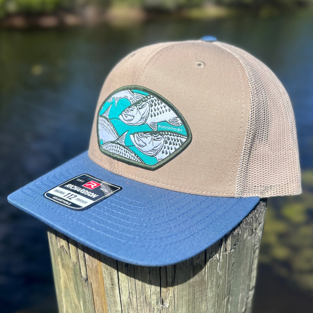 Tarpon Collage Patch Hat – Blue/Tan SnapBack Trucker