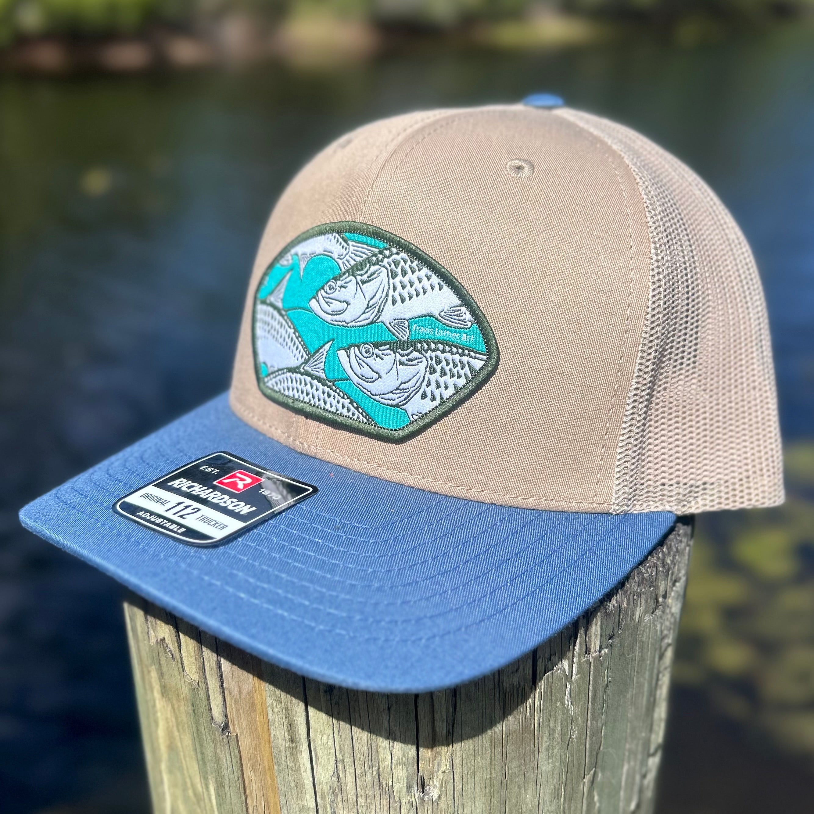 Tarpon Collage Patch Hat – Blue/Tan SnapBack Trucker