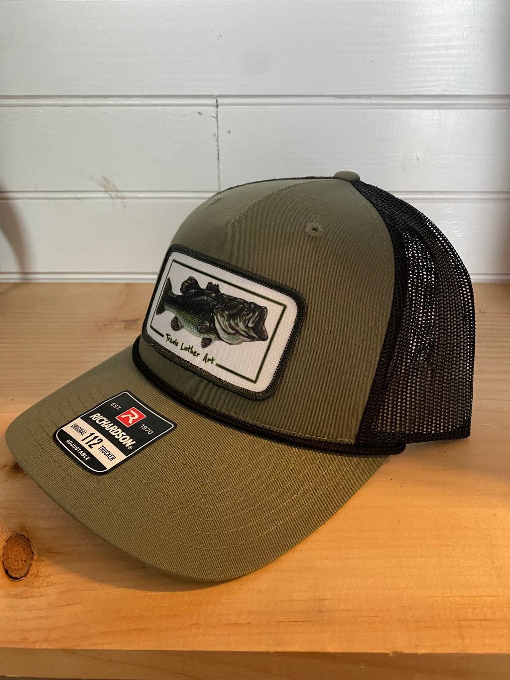 Bass Patch Hat - Olive/Black Snapback Trucker