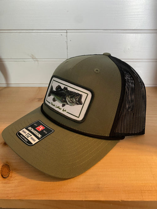 Bass Patch Hat - Olive/Black Snapback Trucker