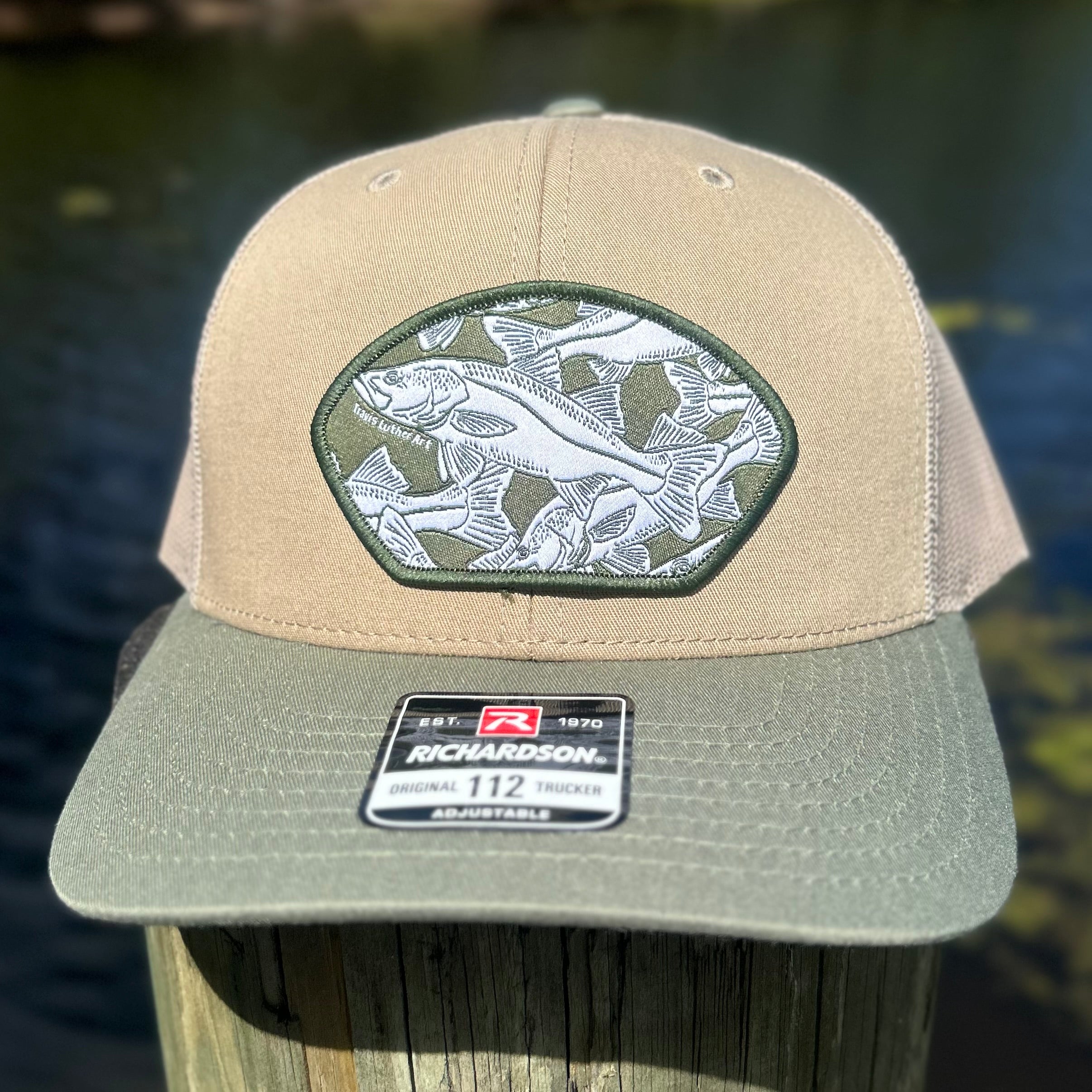 Snook Collage Patch Hat – Olive/Tan SnapBack Trucker