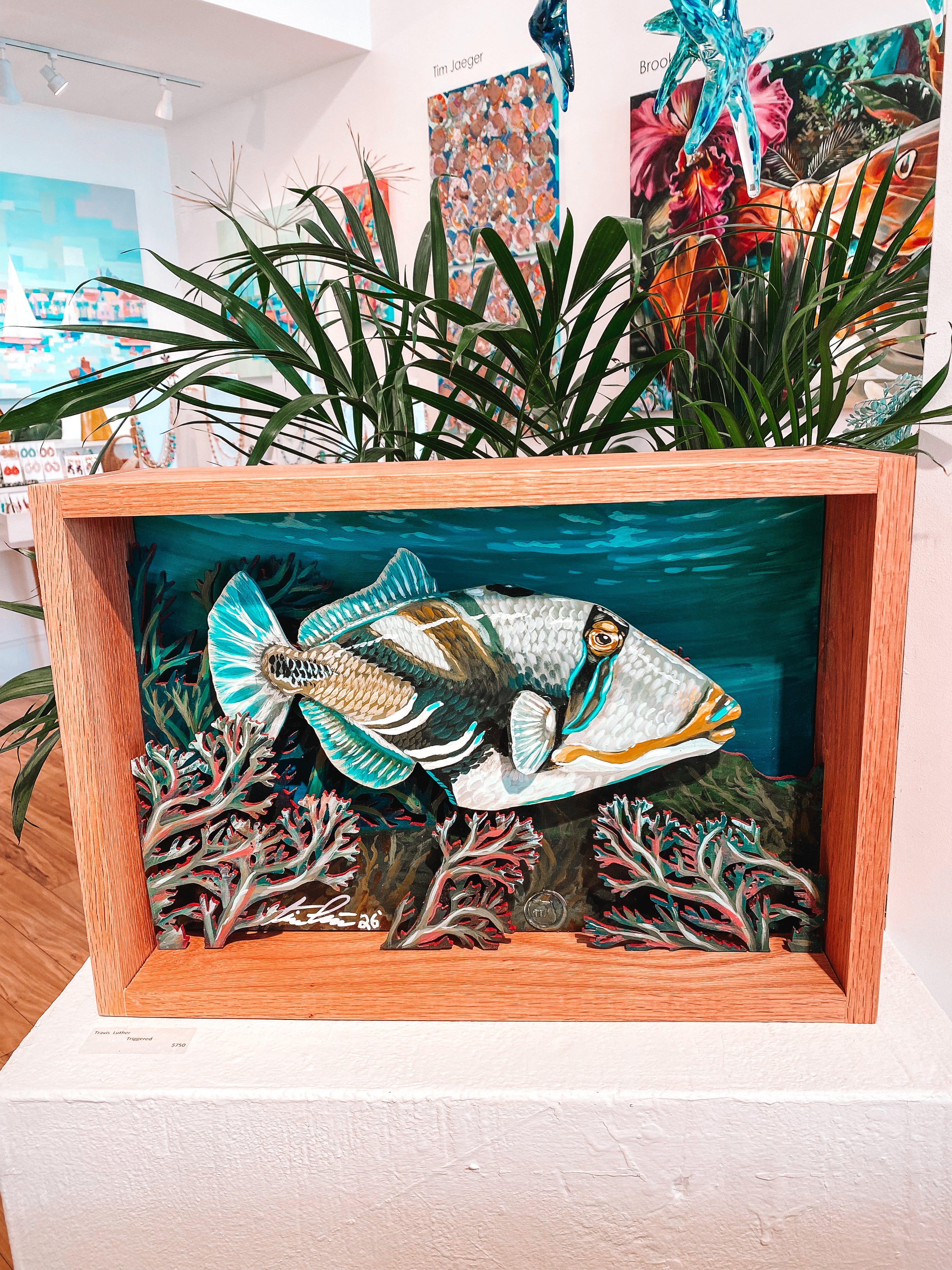 3D Trigger Fish Painting Framed