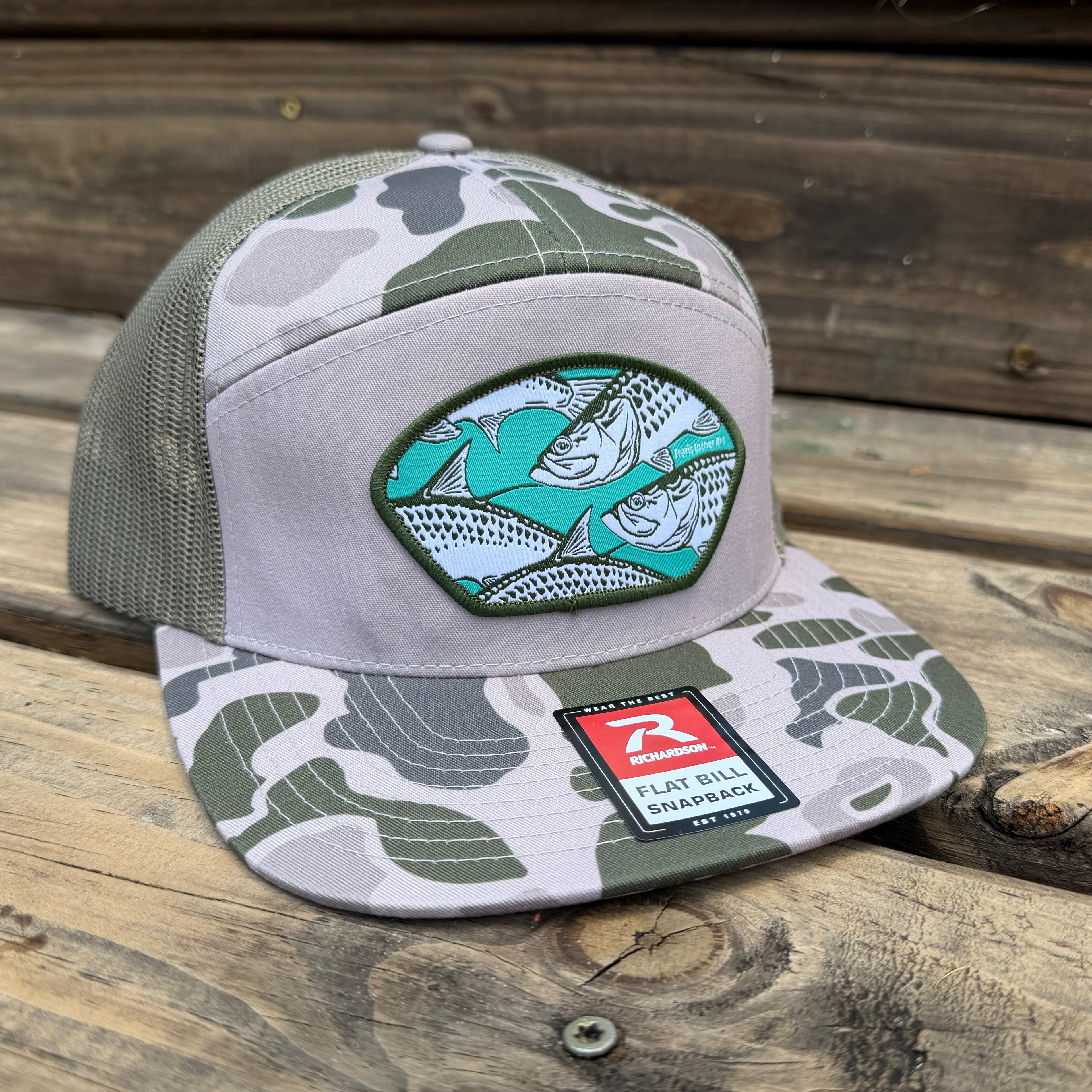 Tarpon Collage Patch Hat - 7 Panel Flatbill