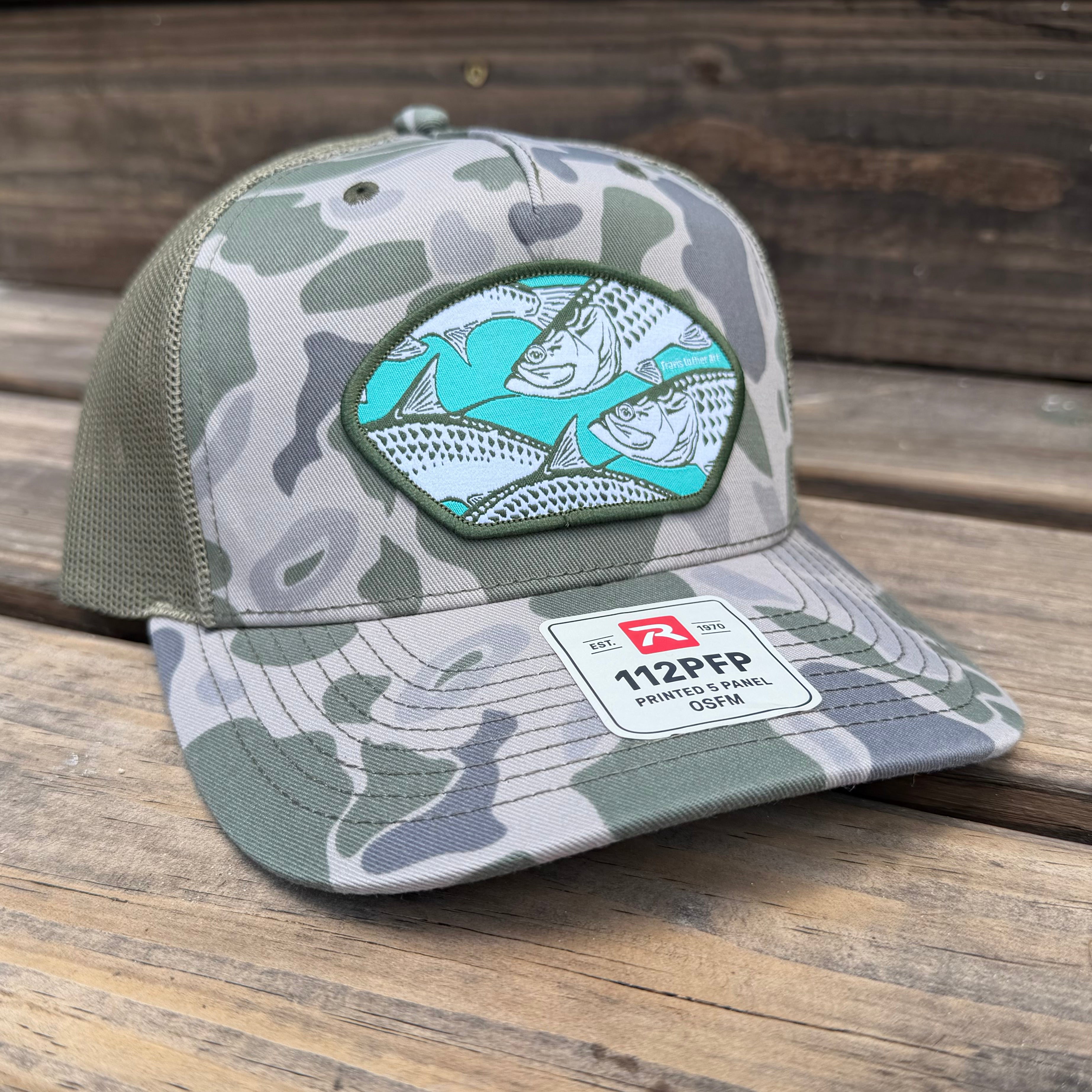 Tarpon Collage Patch Hat - Camo Trucker