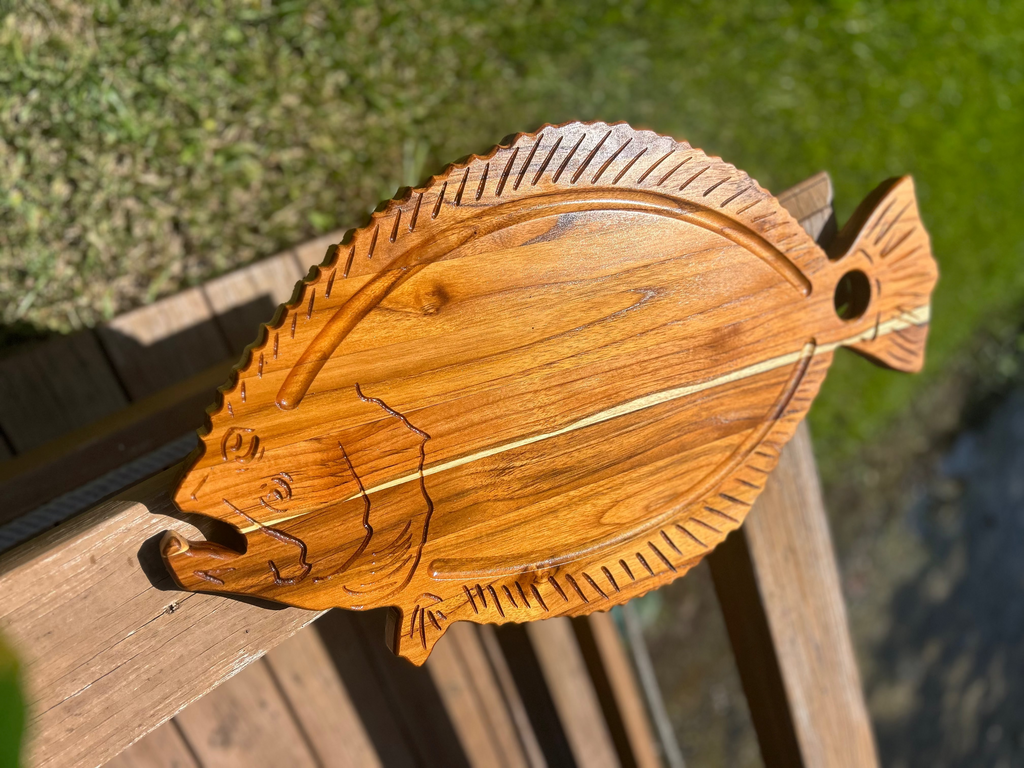 Travis Luther Art Teak Flounder Board