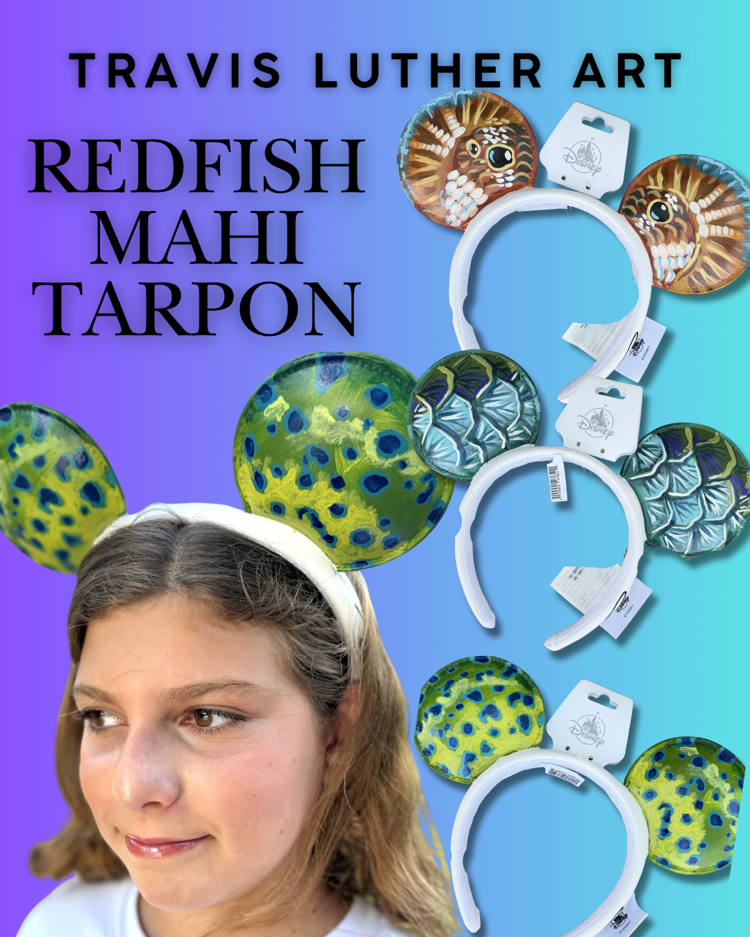 Hand Painted Fish Flank Headbands